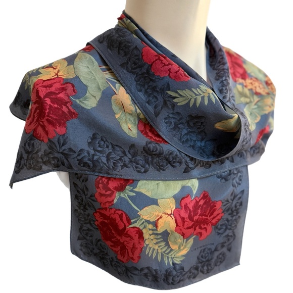 Liz Claiborne Floral Silk Scarf 🇯🇵– Made in Japan – Vintage 1994 - Picture 6 of 9